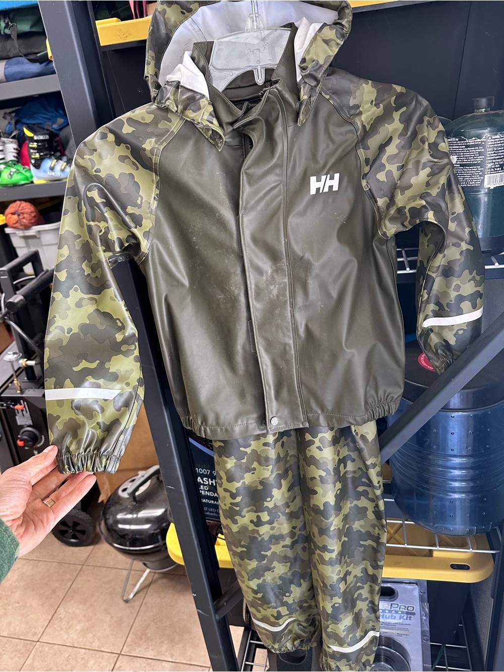 Helly Hansen Olive Green & Camouflage Kids Raincoat Set